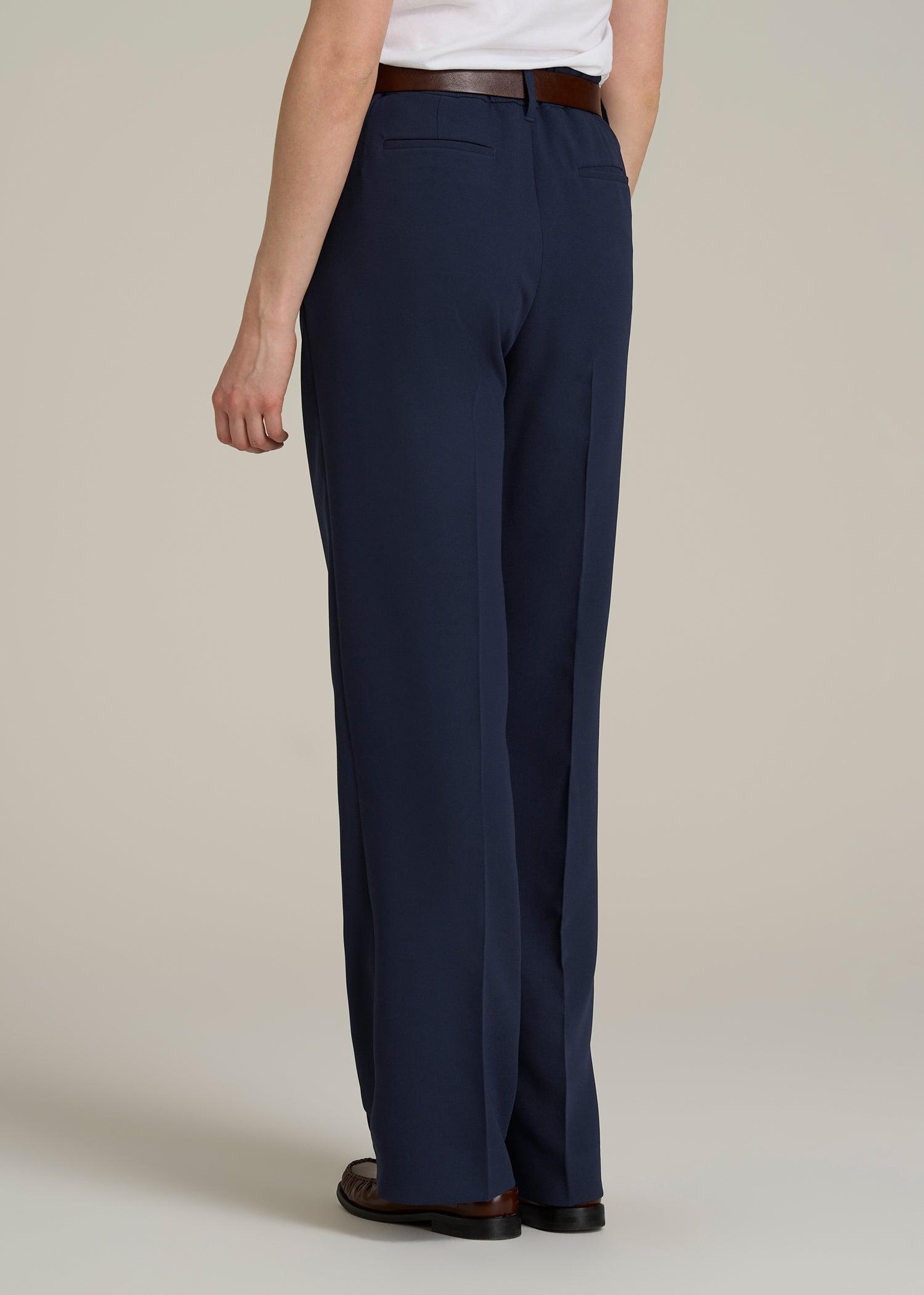 Wide Leg Pleated Dress Pants 2.0 for Tall Women in Navy Female Product Image