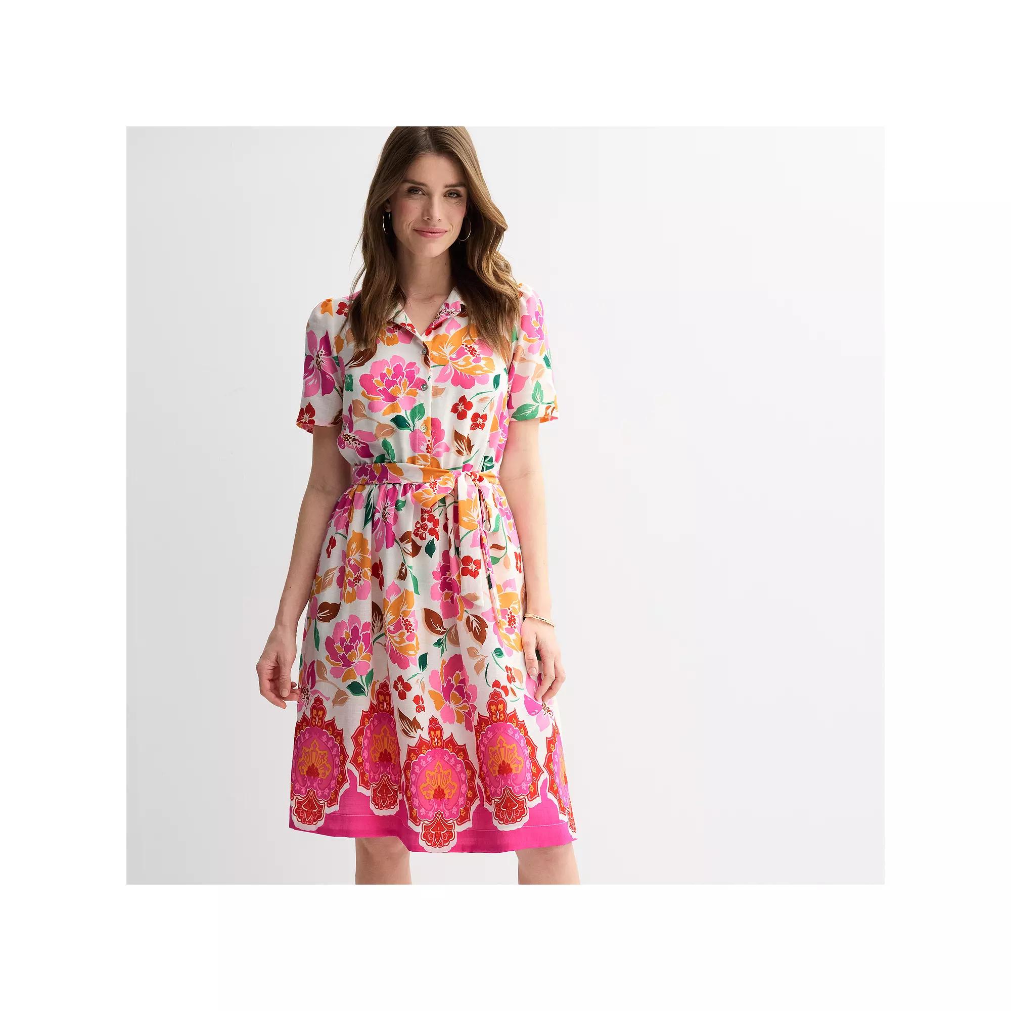 Women's Draper James Button Front Tie Waist Dress, Size: Medium, Floral Print Product Image