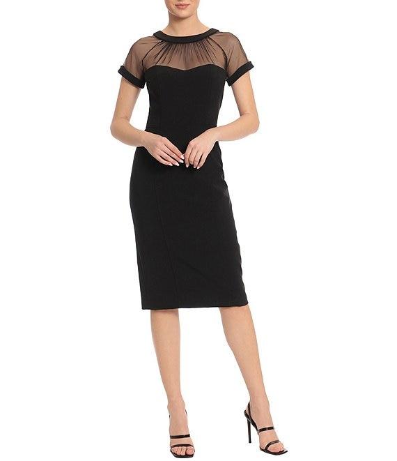 Maggy London Illusion Round Neck Cap Sleeve Sheath Dress Product Image