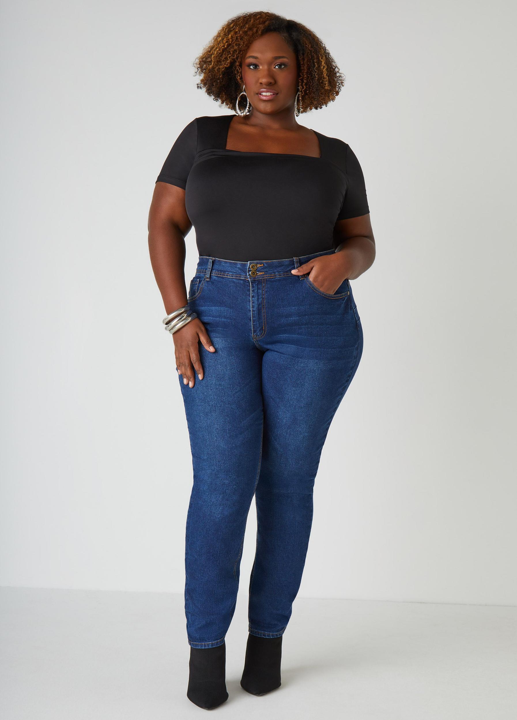 Plus Size Ruched Square Neck Top Ashley Stewart Product Image