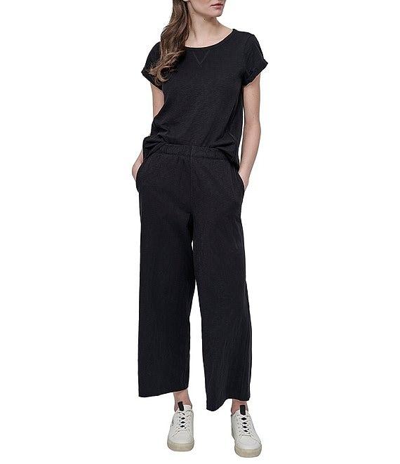 DKNY Sport by Donna Karan Slub Ankle Length Wide Leg Pants Product Image