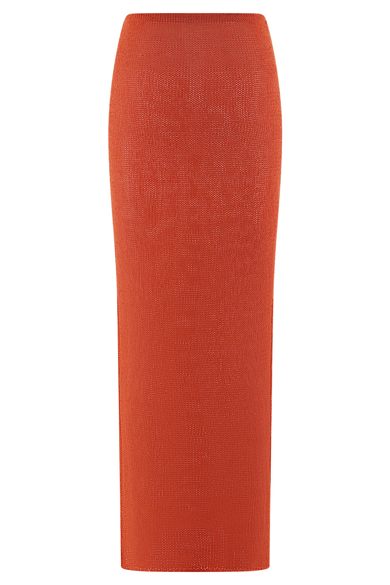 Reagan Knit Maxi Skirt - Orange Product Image