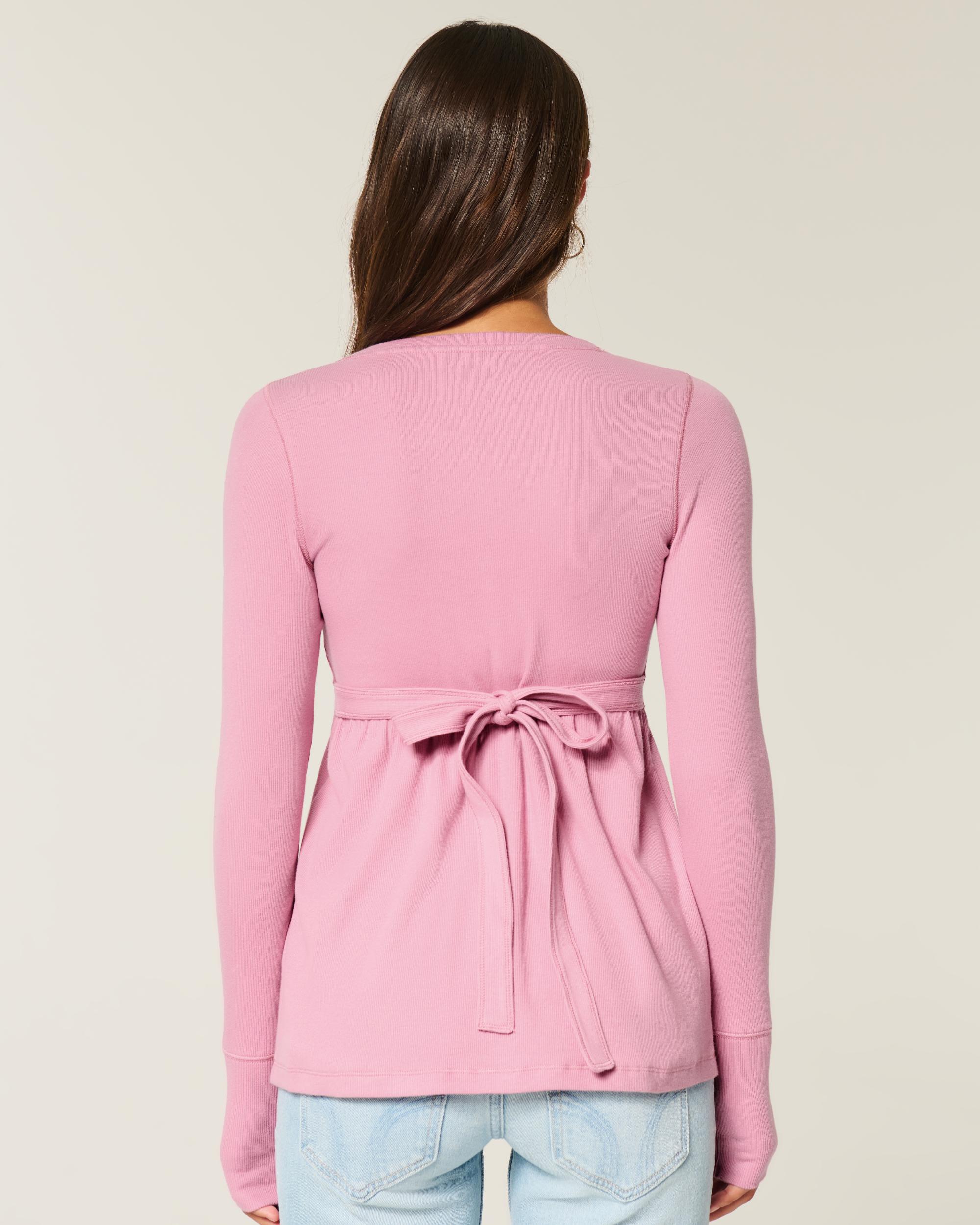 Tie-Back Henley Babydoll Top Product Image