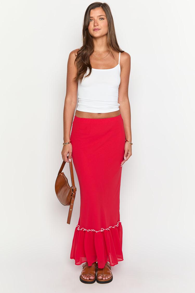 Wiatt Red Maxi Skirt Product Image