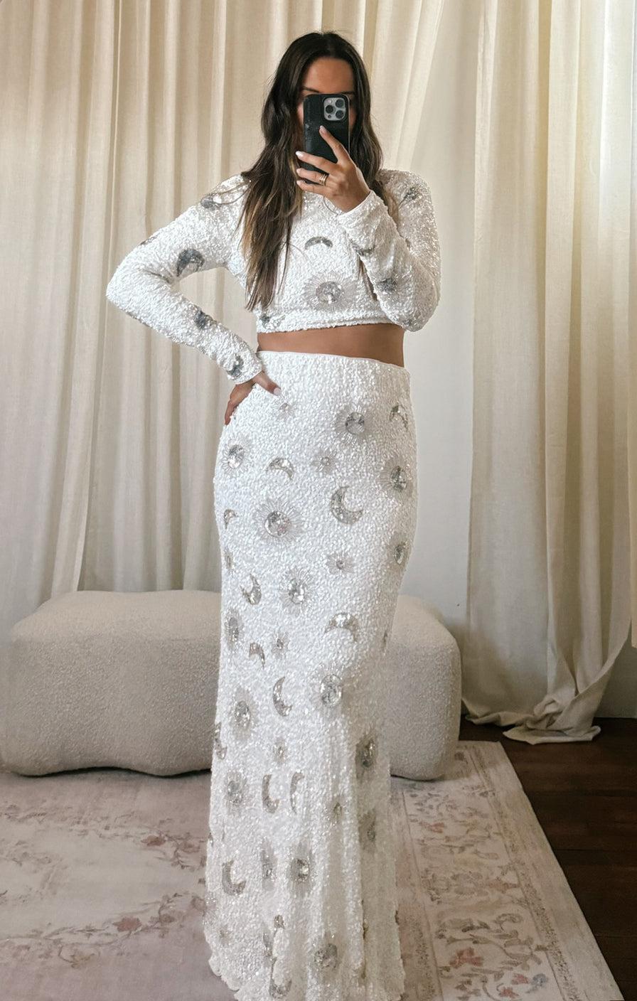 RSVP Skirt ~ White Celestial Sequins Product Image