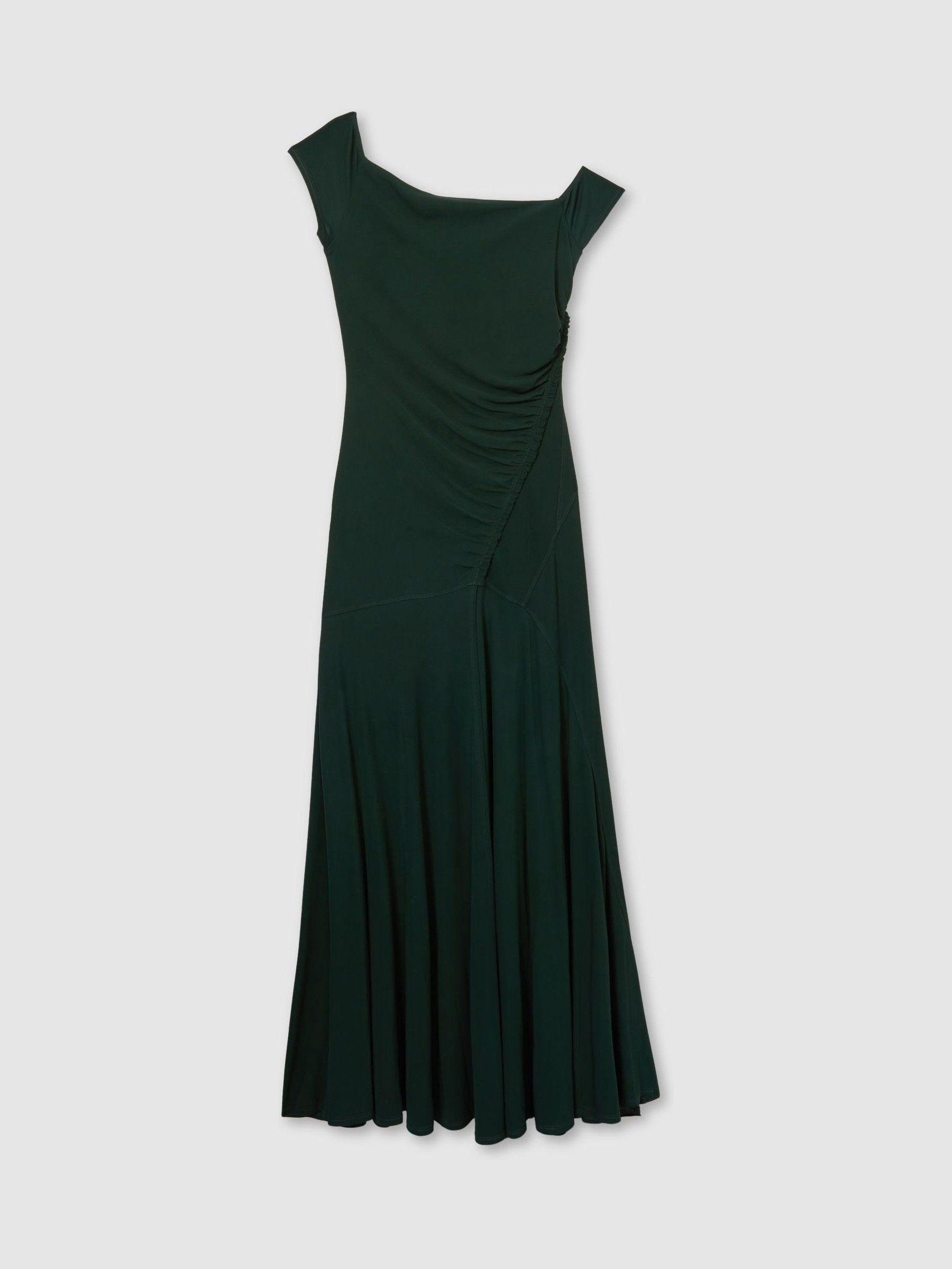 Atelier Gathered Crepe-Jersey Maxi Dress in Green Product Image