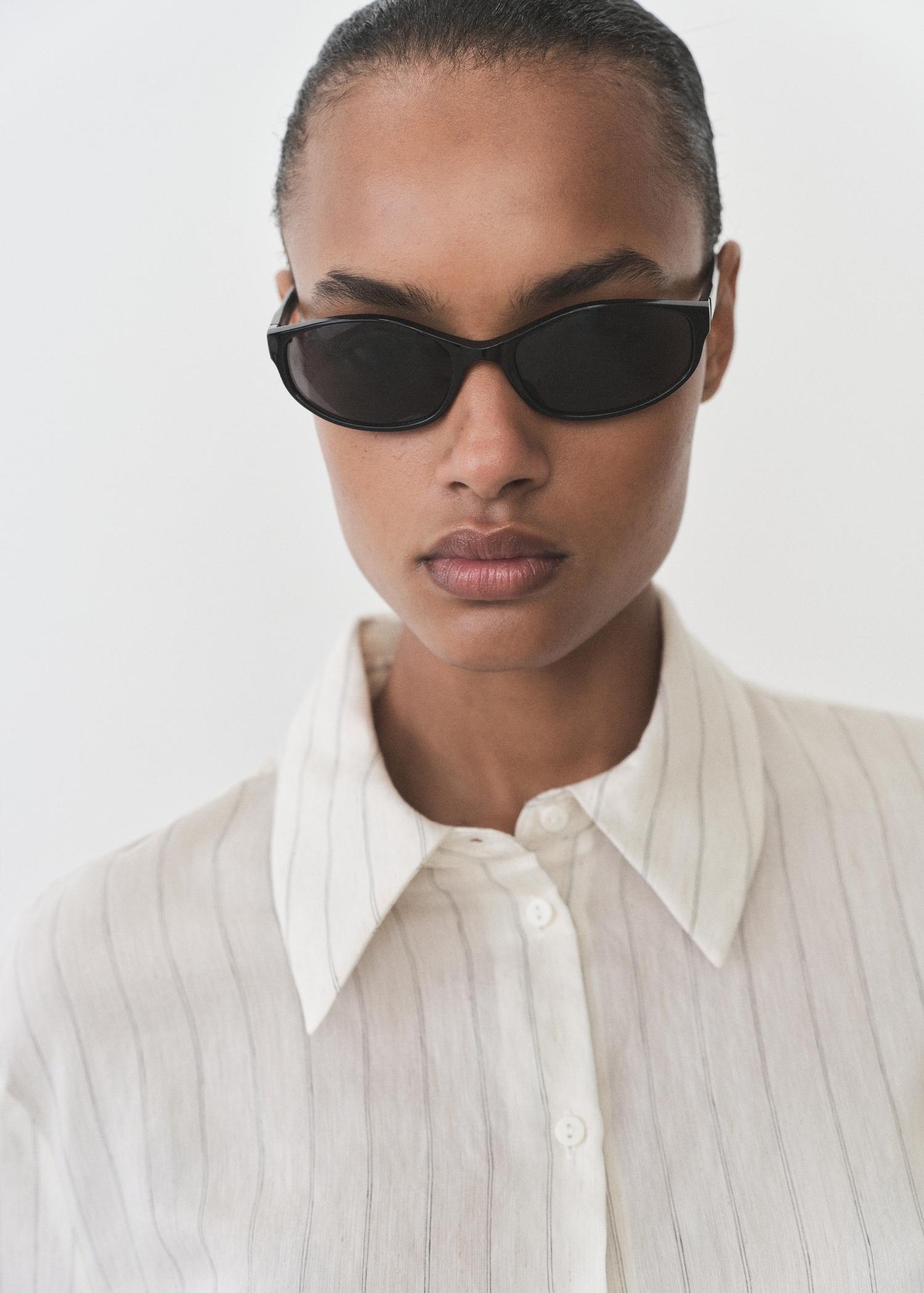 Stripe-print shirt - Women | MANGO USA Product Image