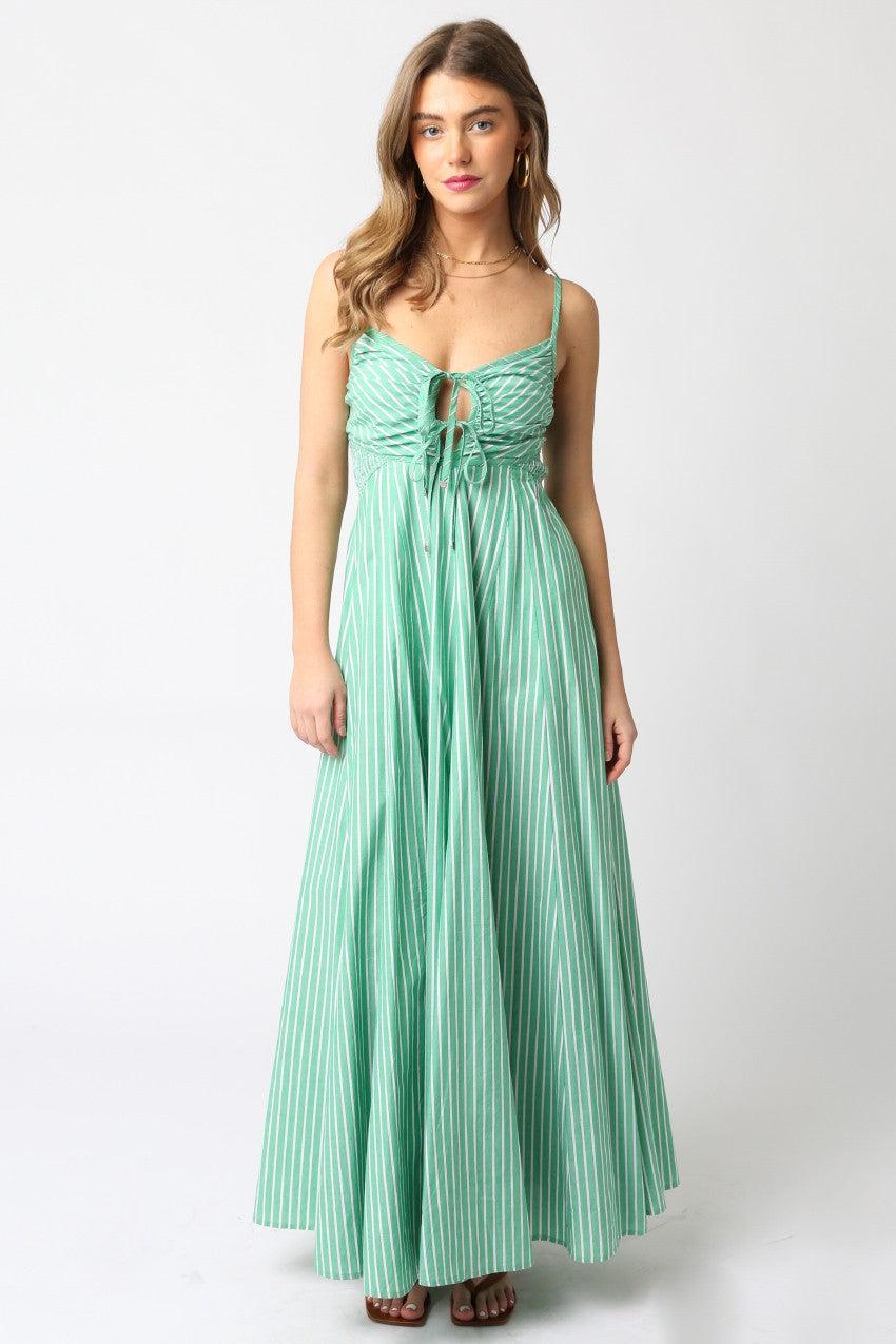 Isle Green Striped Maxi Dress Product Image