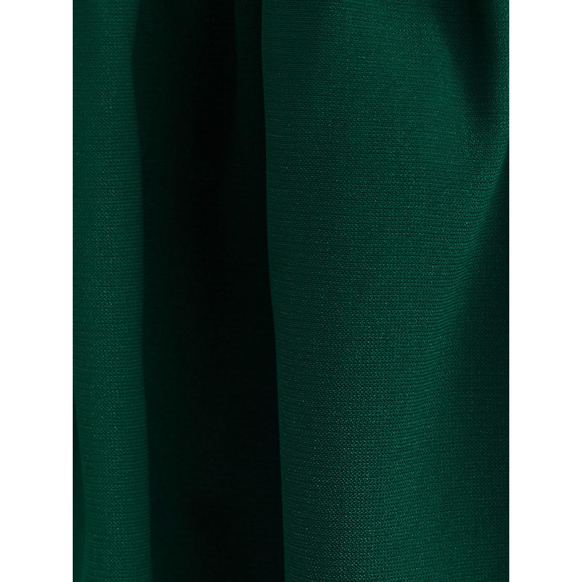 Plus Size DarkGreen Solid Lantern Sleeve High Low Hem Flutter Blouse Women Elegant Long Sleeve Round Neck Dailywear Blouses BloomChic 18-20/2X Product Image