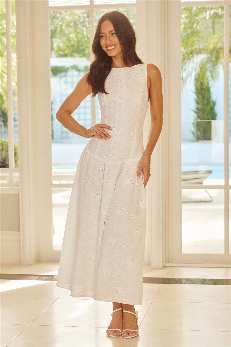 Jasmine Jewel Embroidered Maxi Dress White Product Image
