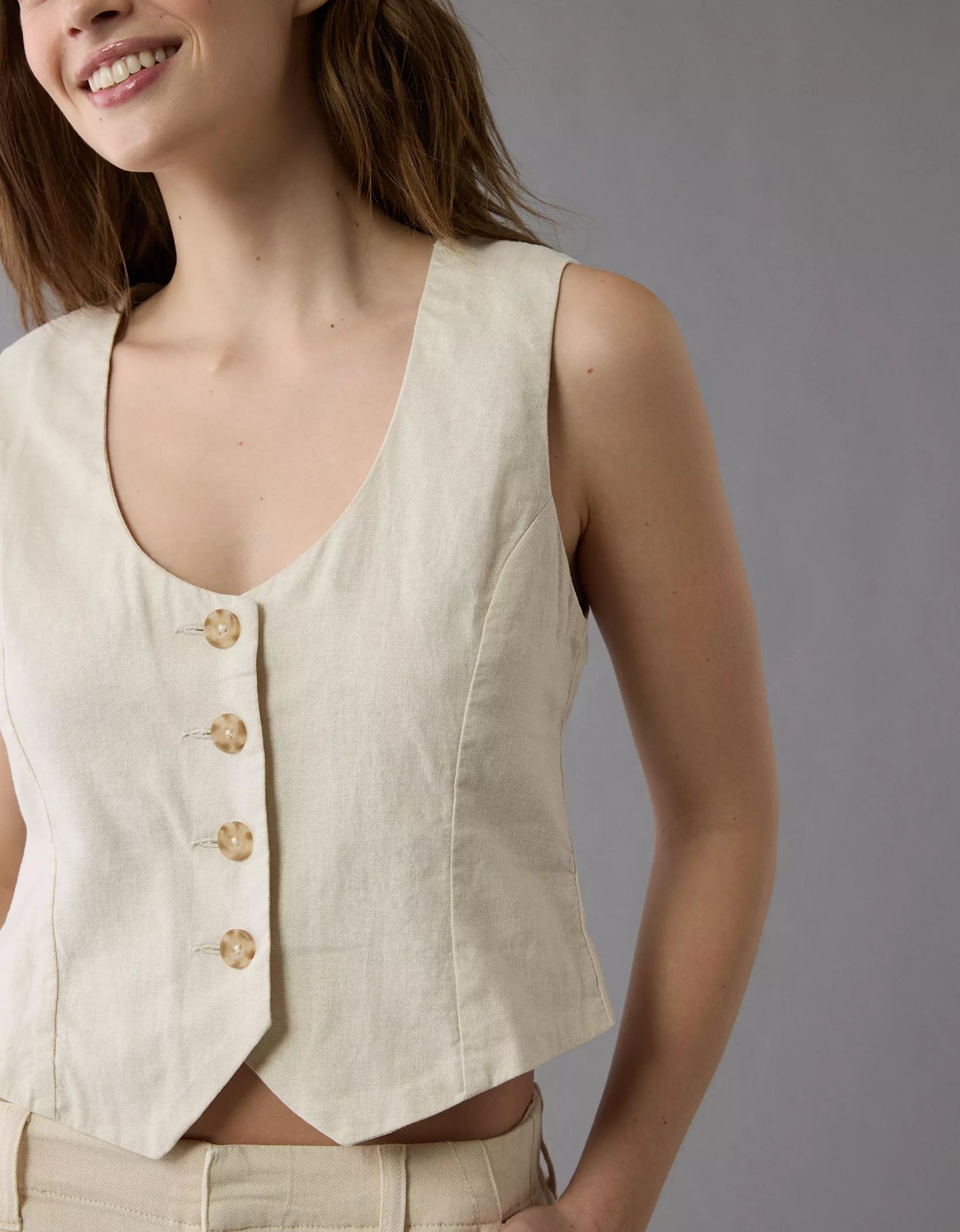 AE Linen-Blend Vest Product Image