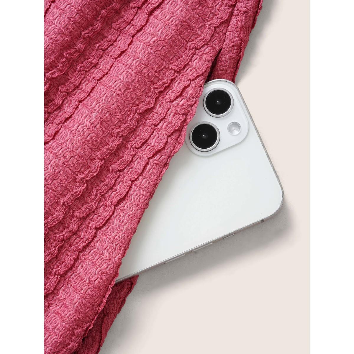 Plus Size Textured Heart Neckline Ruffle Sleeve Dress Rosered Women Elegant Texture Heart neckline Short sleeve Curvy BloomChic 22-24/3X Product Image