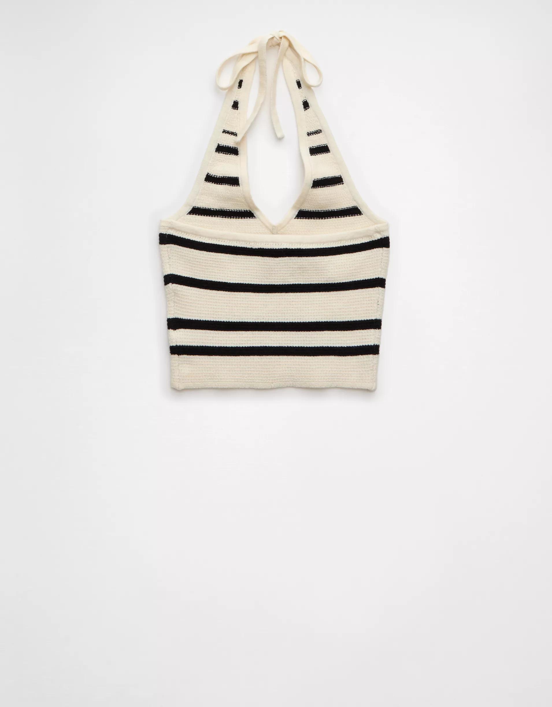 AE Cropped Striped Sweater Halter Top Product Image
