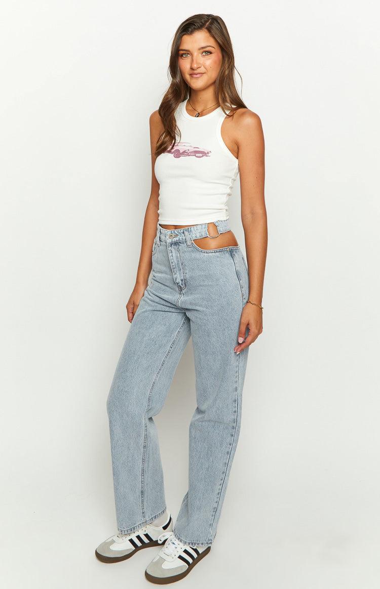 Blue Blaze Mid Wash Denim Cut Out Jeans Baby Product Image