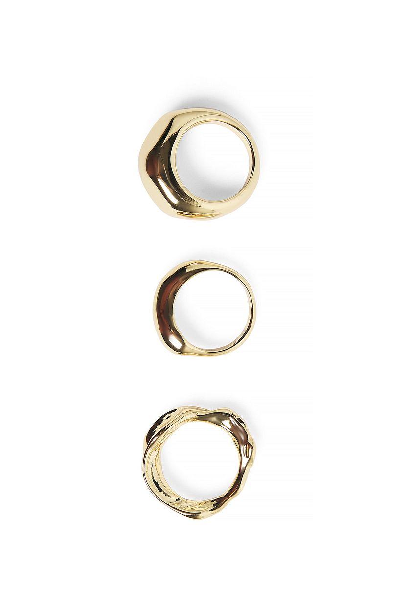 3-pack Gold Plated Chunky Rings Product Image