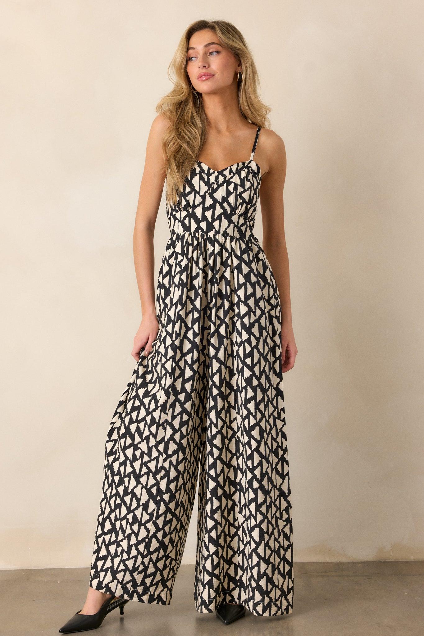 Gallery Stroll Black Geometric Print Jumpsuit Product Image