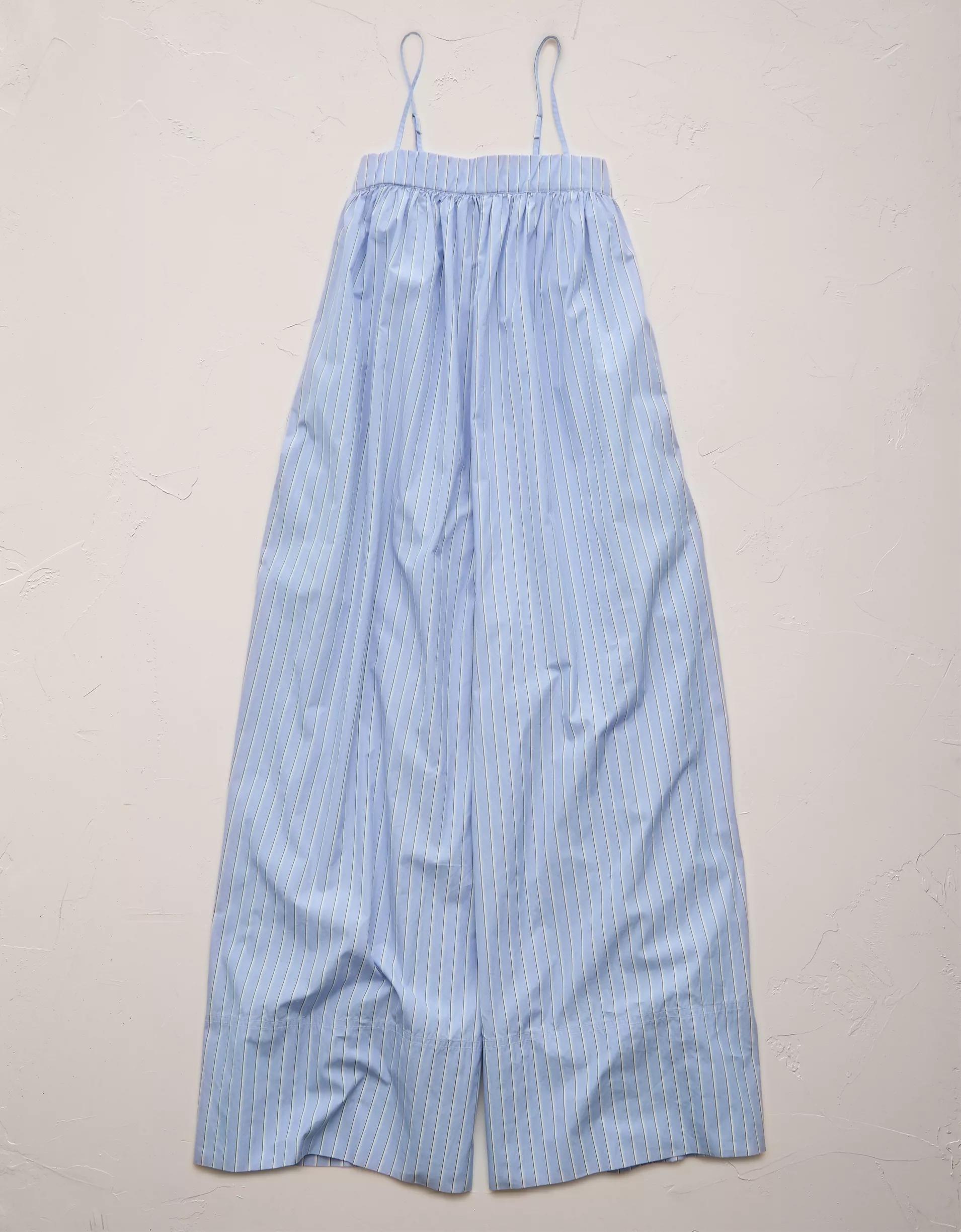 AE77 Premium Wide-Leg Cropped Poplin Jumpsuit Product Image