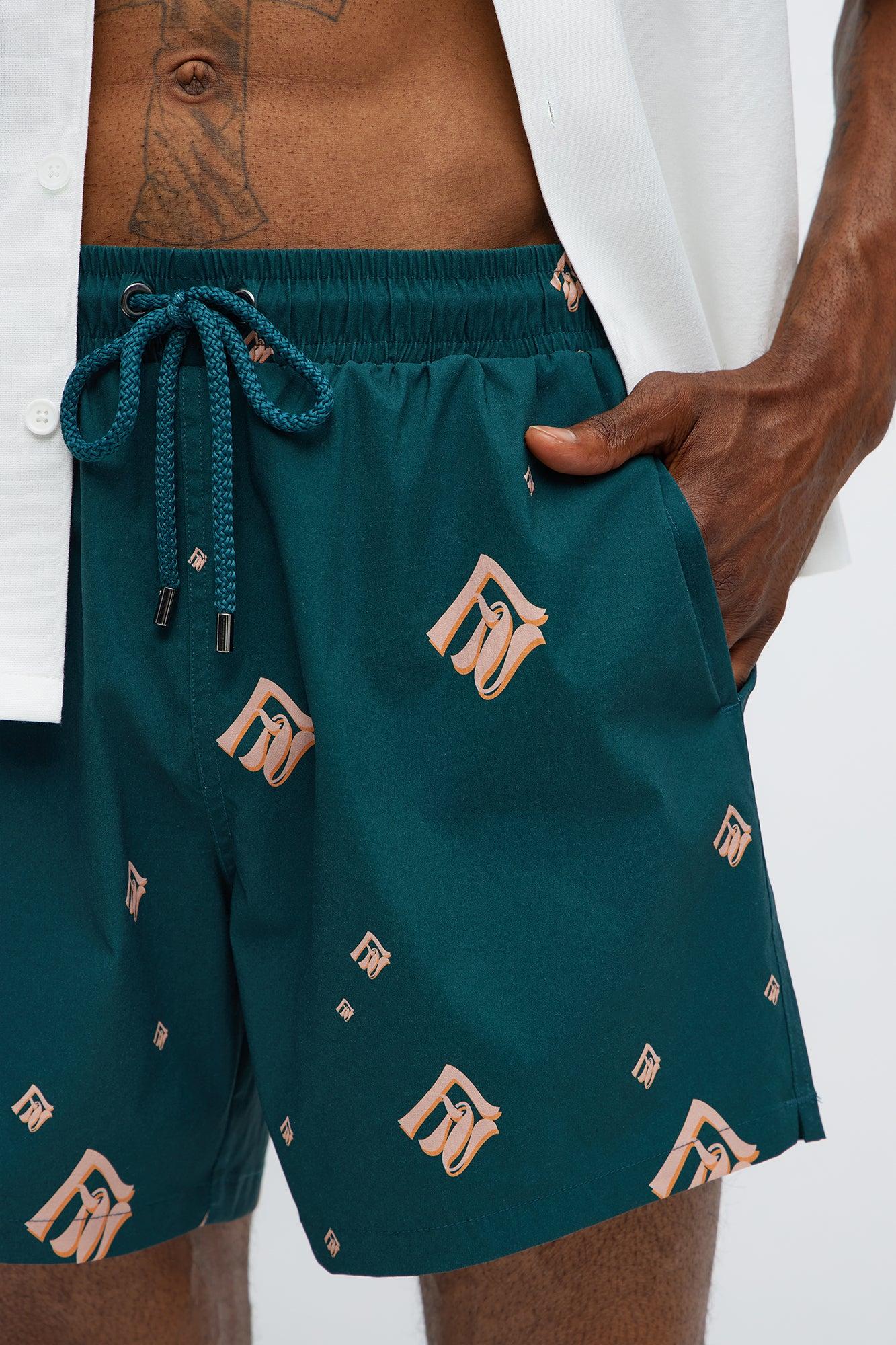 Chateau Luxe Printed Swim Mid Trunk - Teal/combo Male Product Image