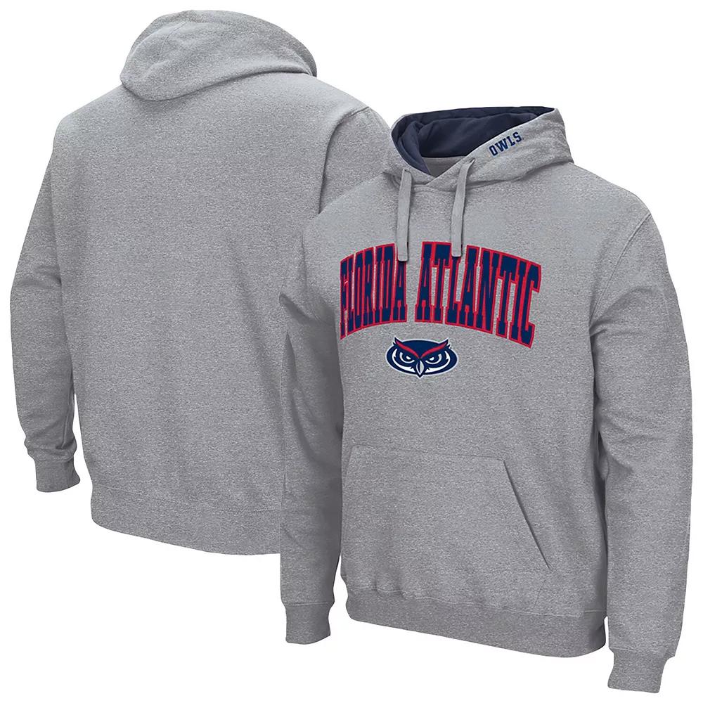 Men's Colosseum Heather Gray Florida Atlantic Owls Arch & Logo 3.0 Pullover Hoodie,  Product Image