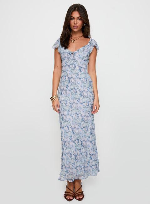 Dahleia Maxi Dress Blue Paisley Product Image