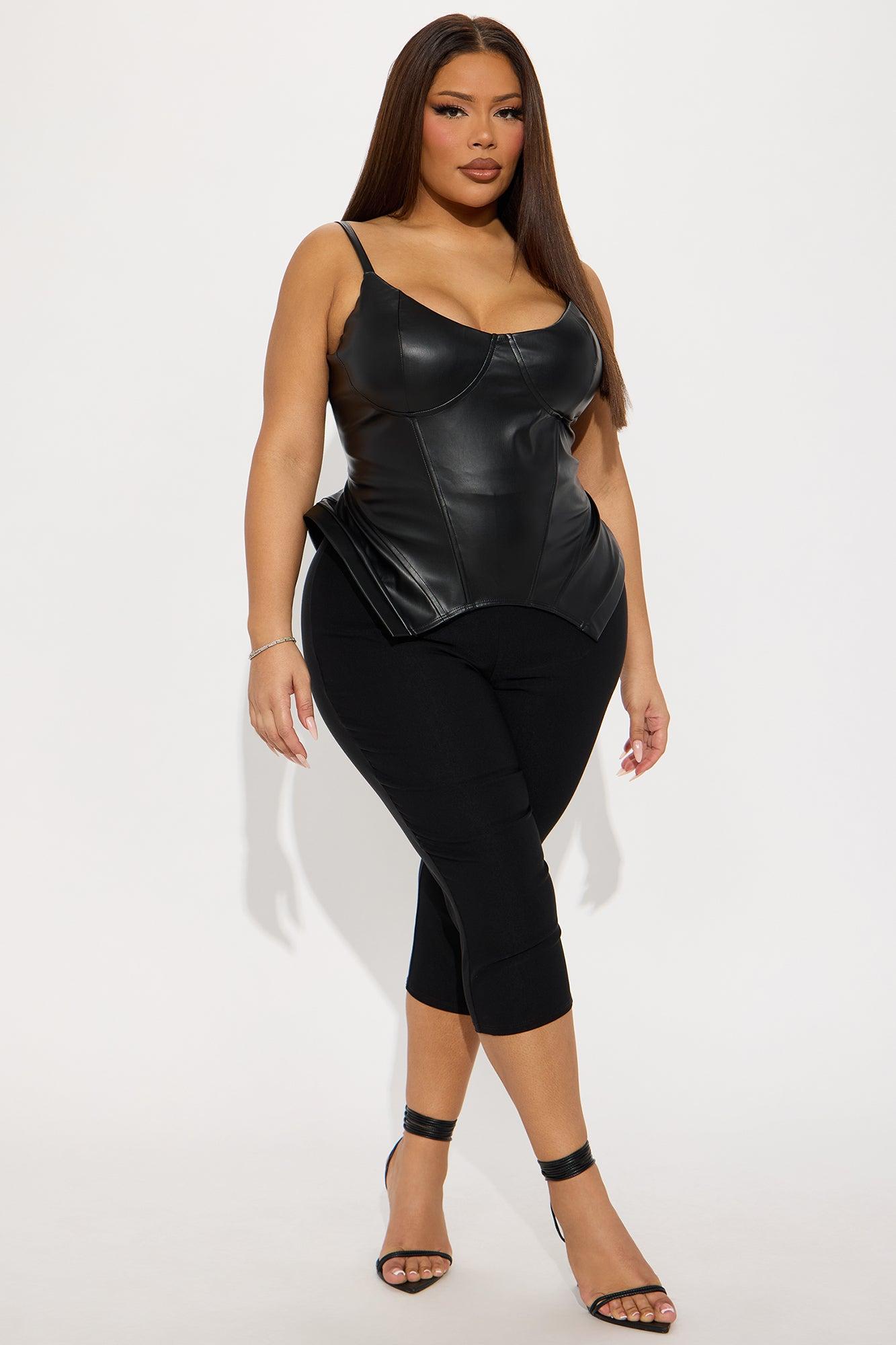 The Only Option Faux Leather Corset Top - Black Product Image