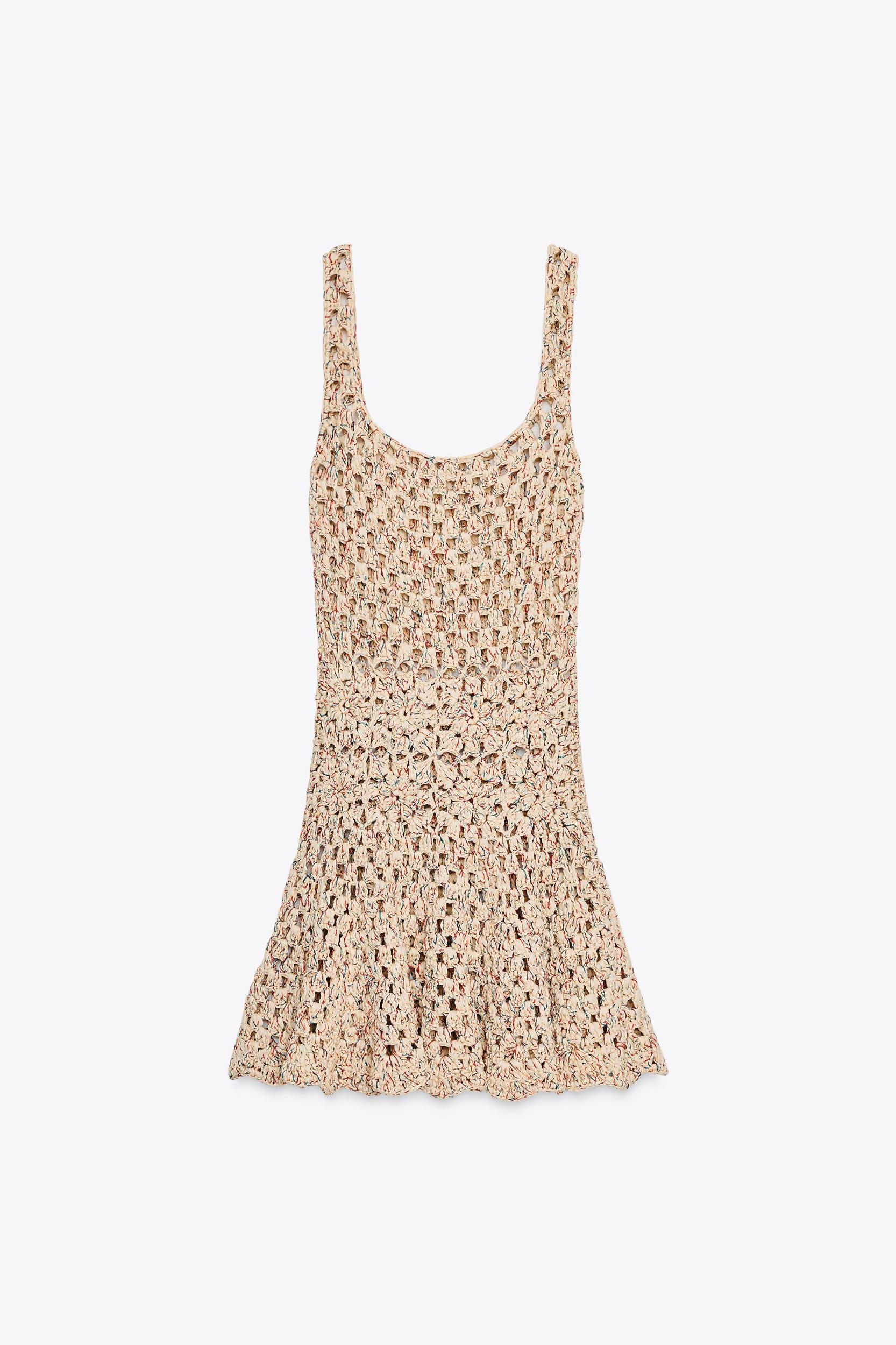 CROCHET KNIT MINI DRESS Product Image