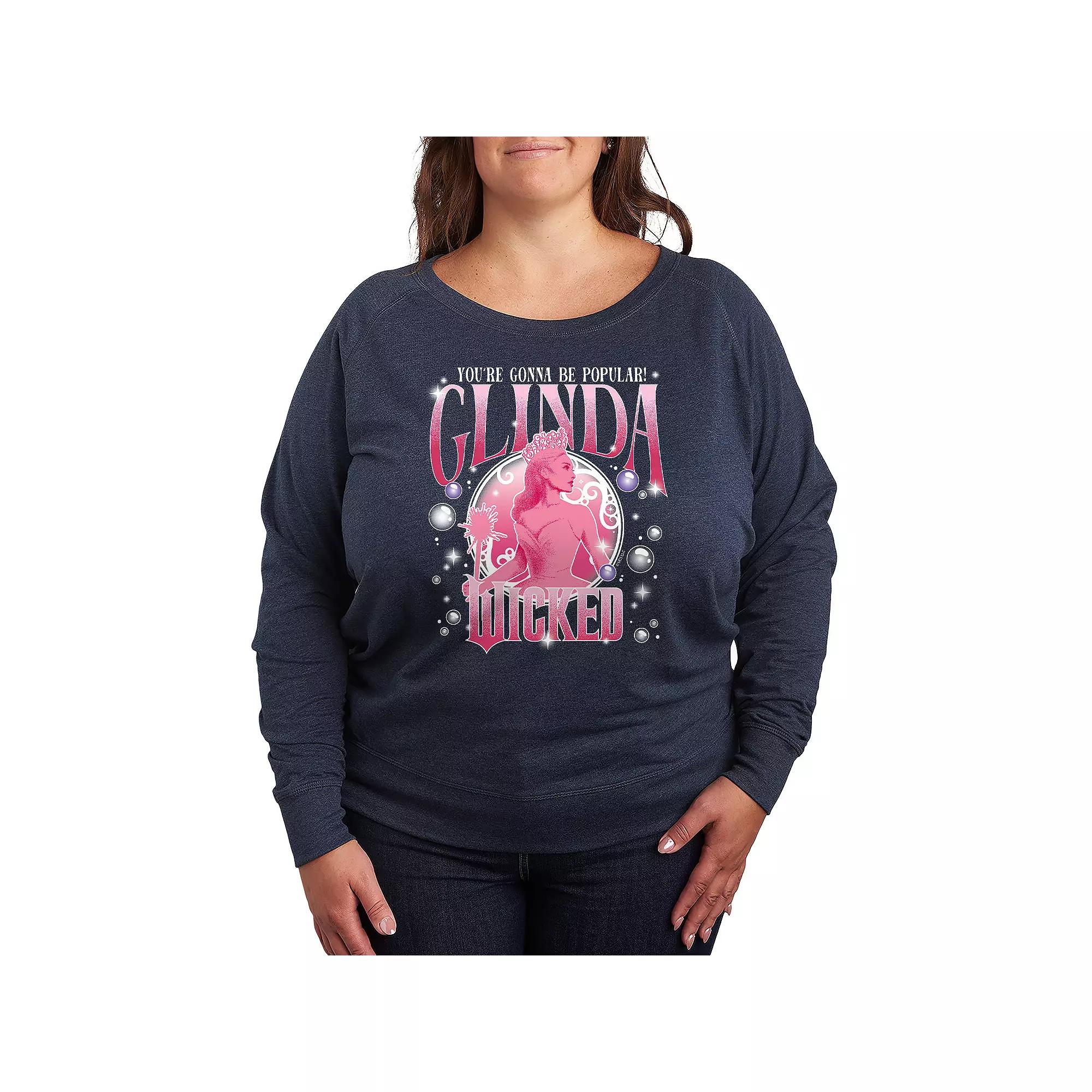Plus Size Wicked Glinda Popular French Terry Long Sleeve Tee, Women's, Size: 1XL, Grey Indigo Product Image