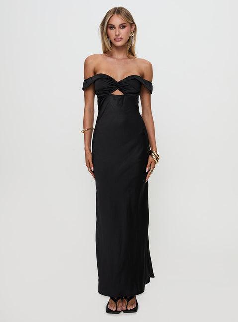 Rava Off The Shoulder Maxi Dress Black Product Image