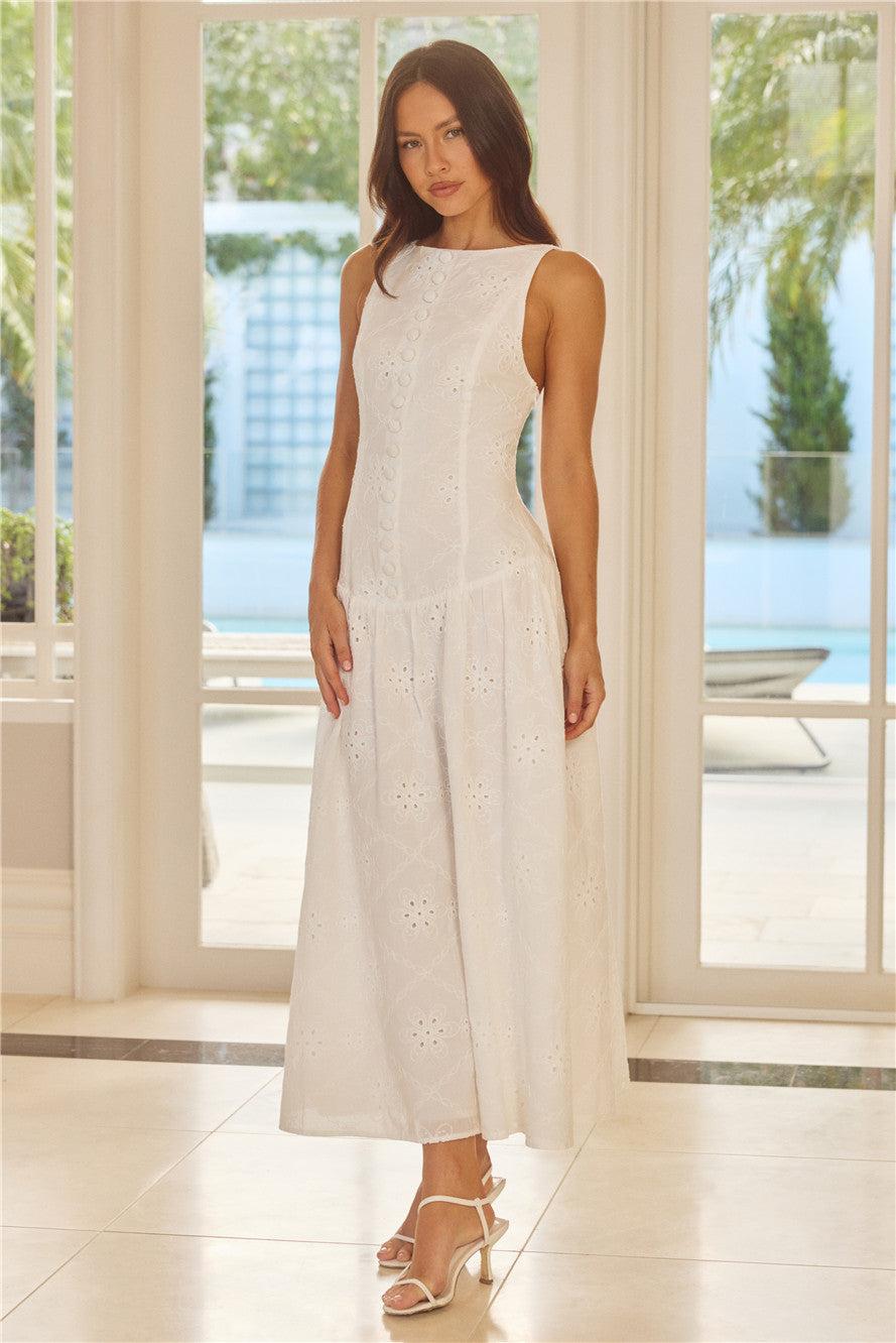 Jasmine Jewel Embroidered Maxi Dress White Product Image