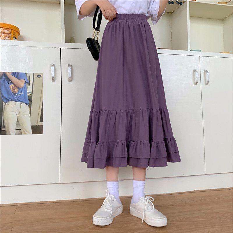 Tiered Midi A-Line Skirt Product Image