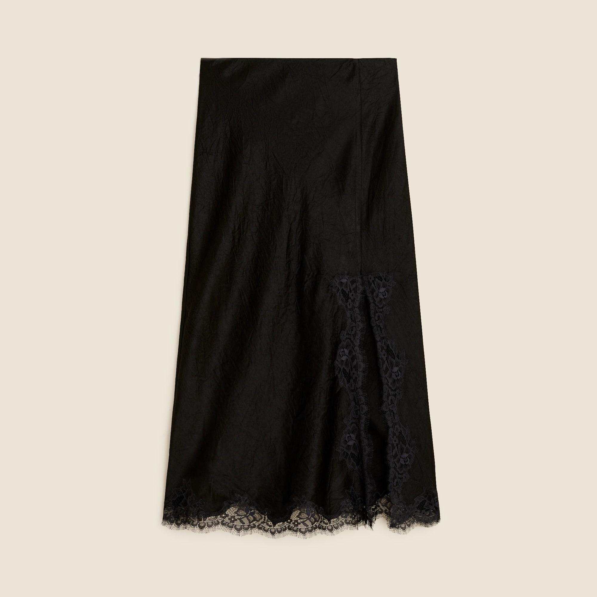 Gwyneth lace-trim slip skirt in textured satin Product Image