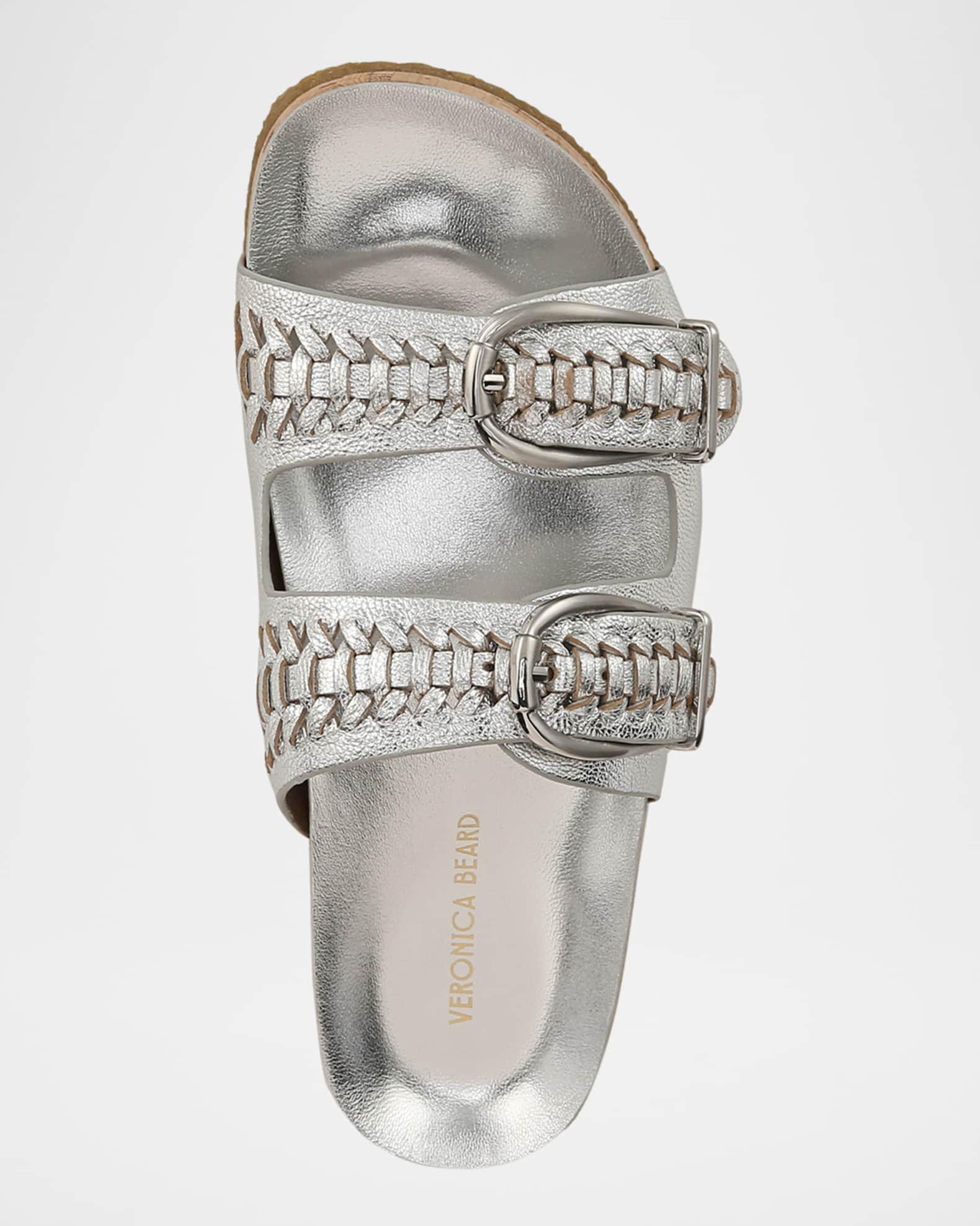 Paige Metallic Dual-Buckle Slide Sandals Product Image