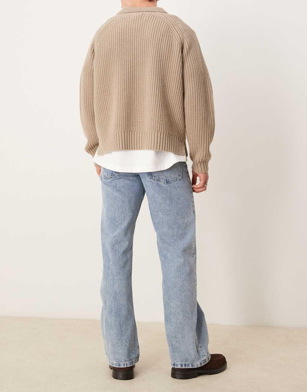 ASOS DESIGN wide flare jeans in light wash blue Product Image