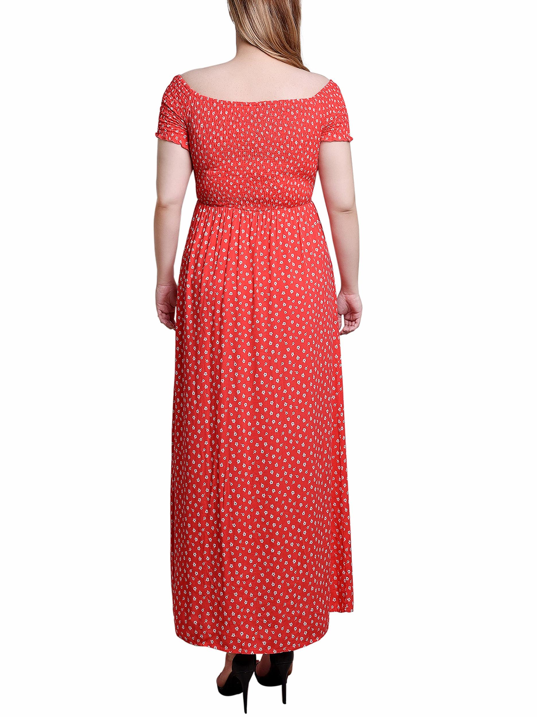 Red Floral Smocked Bodice Maxi Dress Product Image