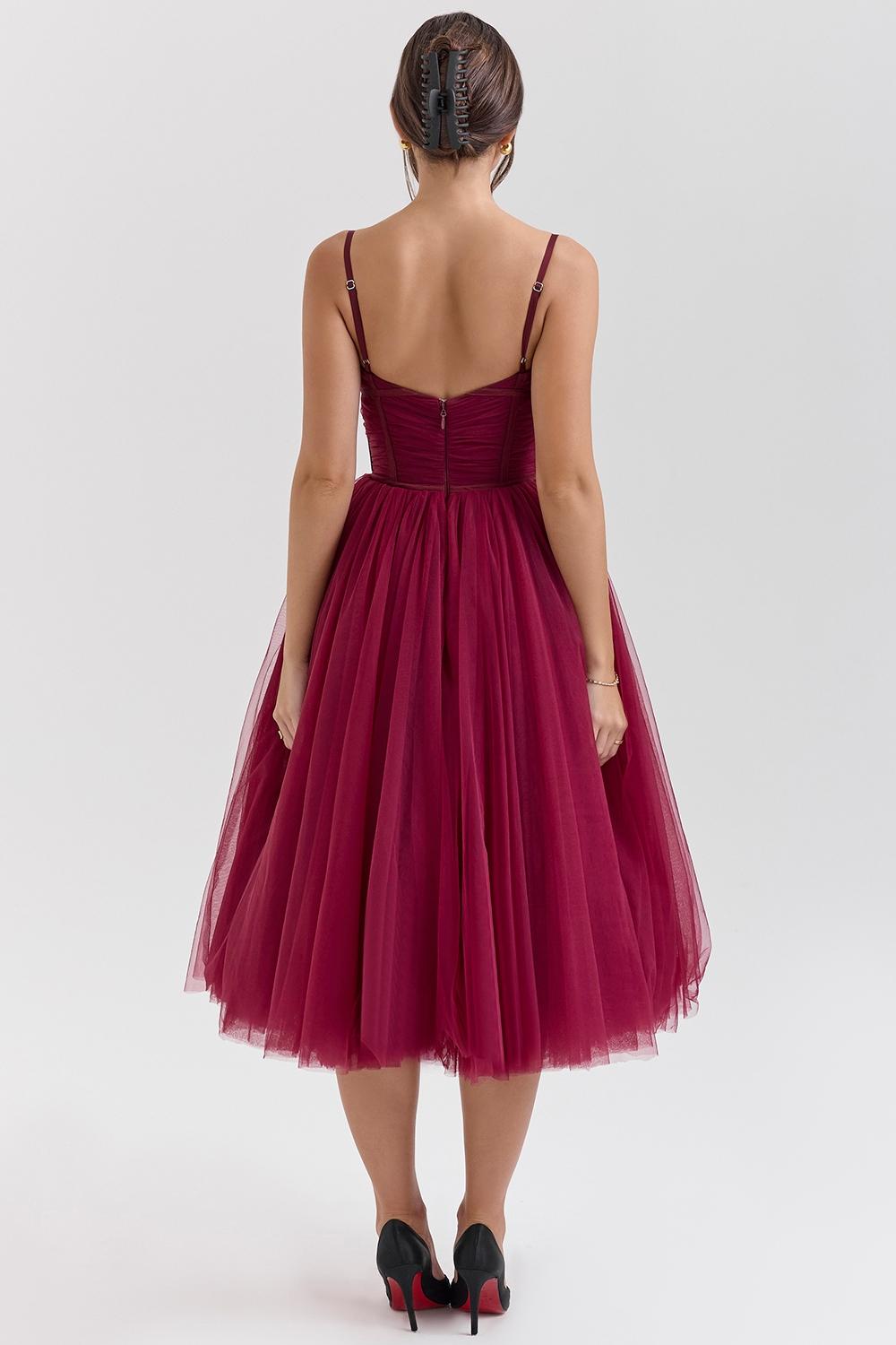 Countess  cabernet tulle midi dress - sale Product Image