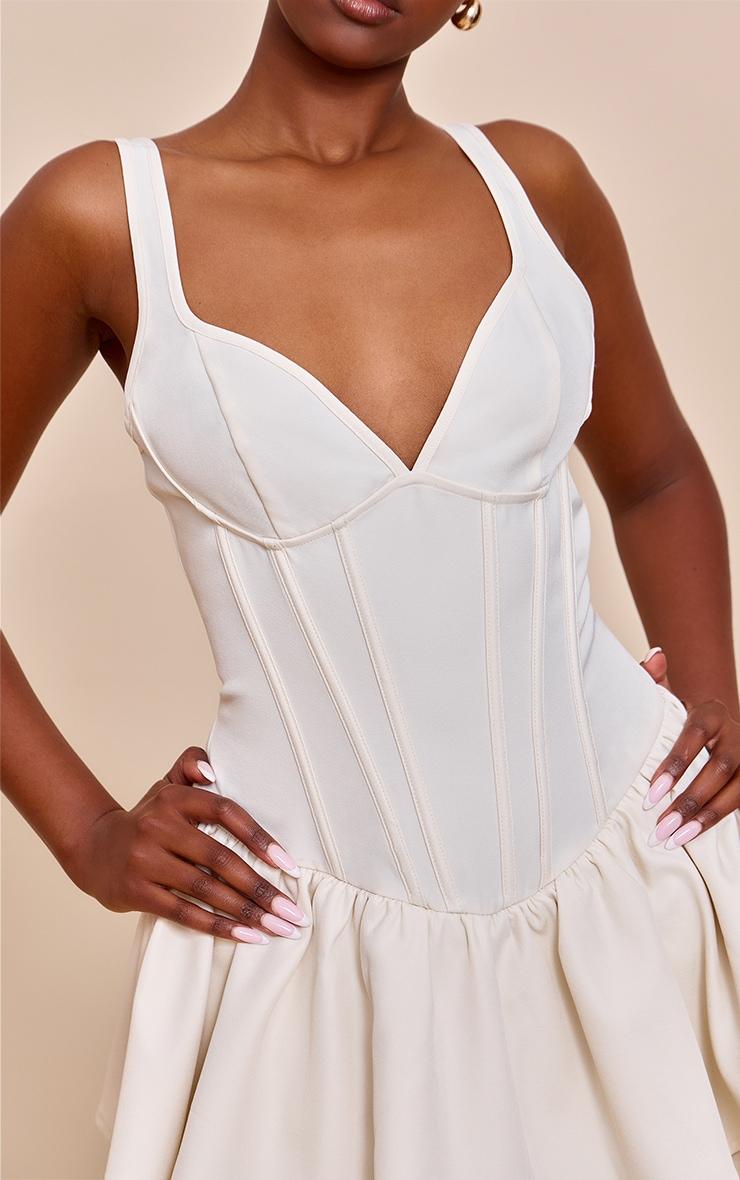 Cream Woven Corset Detail Skater Skort Romper Product Image