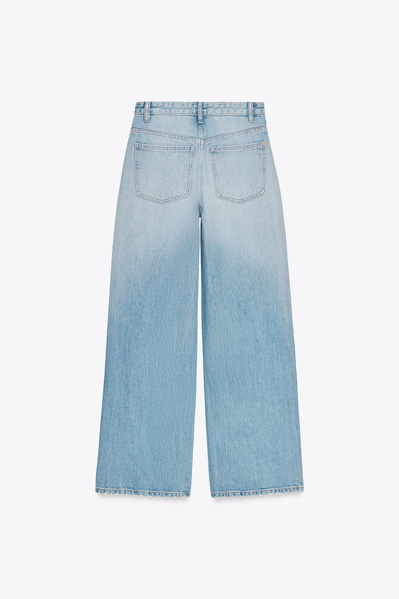 TRF HIGH WAIST CROSSOVER WAIST WIDE LEG JEANS Product Image