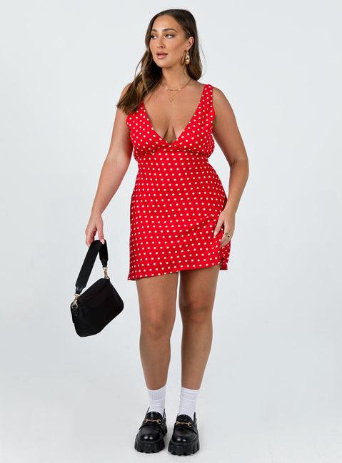 Nellie Mini Dress Red Polka Dot Product Image