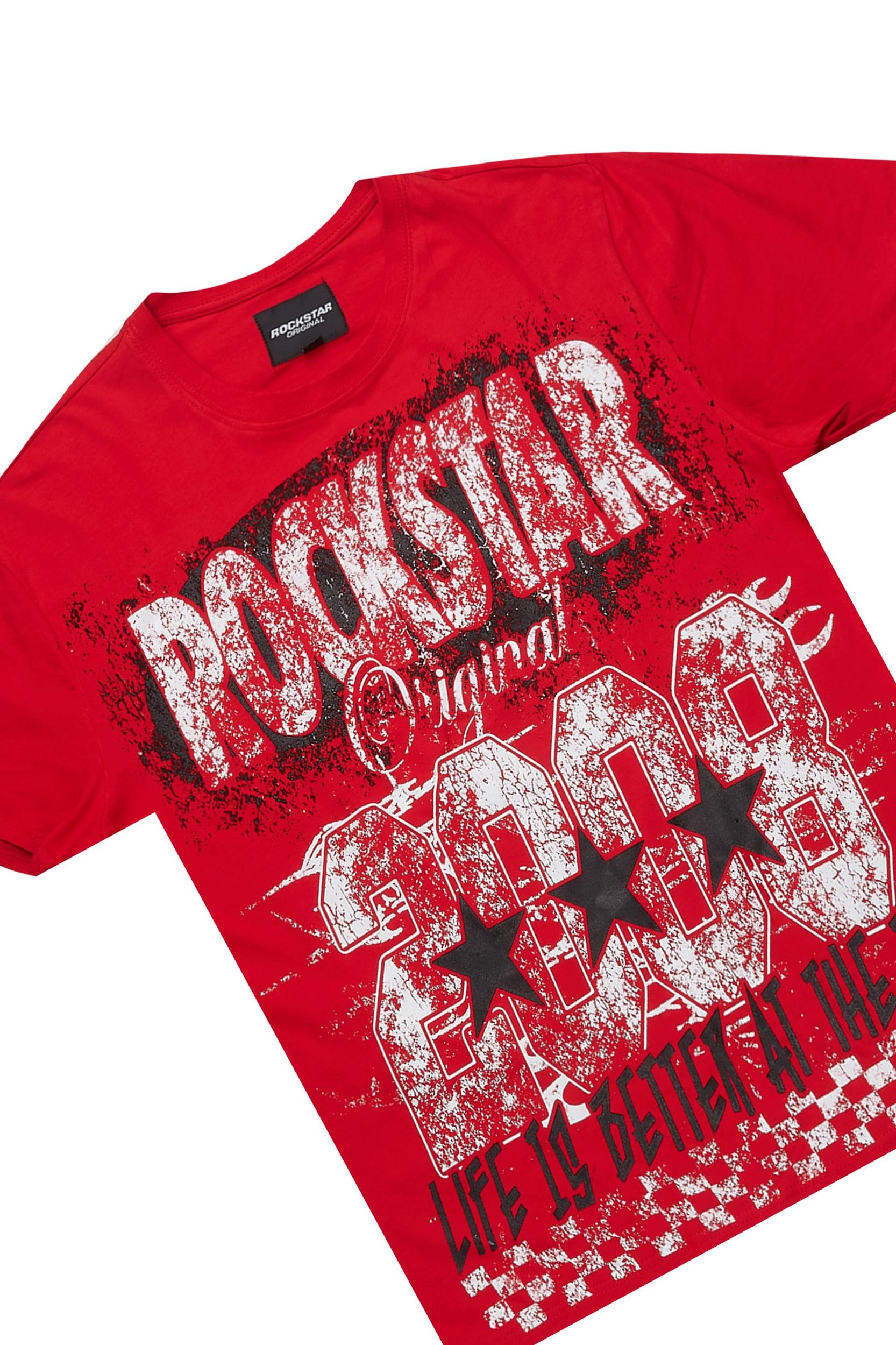 Racing Grung Red/Black T-Shirt Cargo Shorts Set Male Product Image