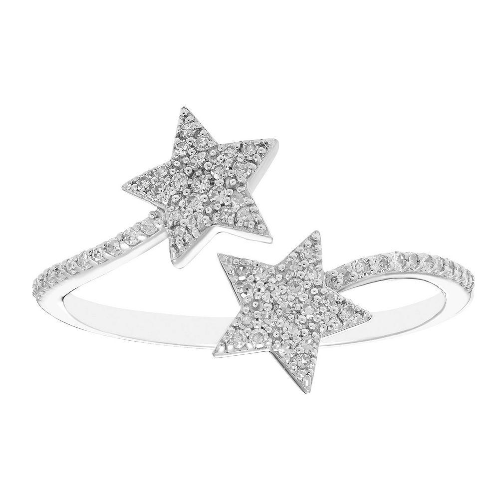 Sterling Silver 1/5 Carat T.W. Diamond Open Double Star Ring, Women's,  Product Image