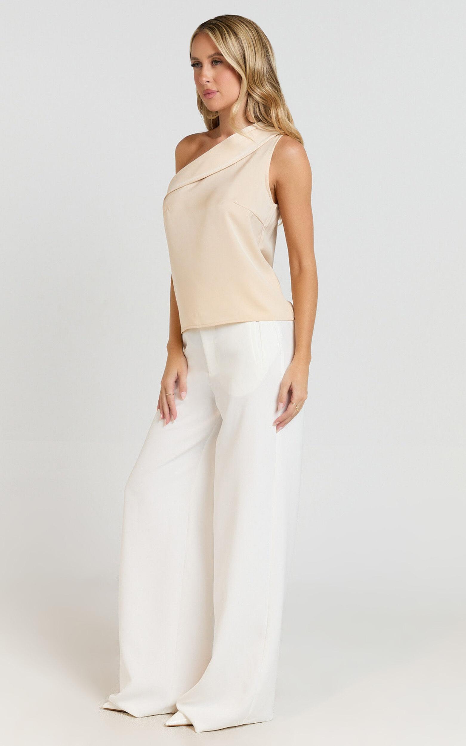 Indah Top - Draped Off Shoulder Top in Ivory Product Image
