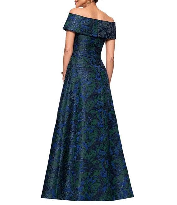 Xscape Off-the-Shoulder Jacquard Ball Gown Product Image