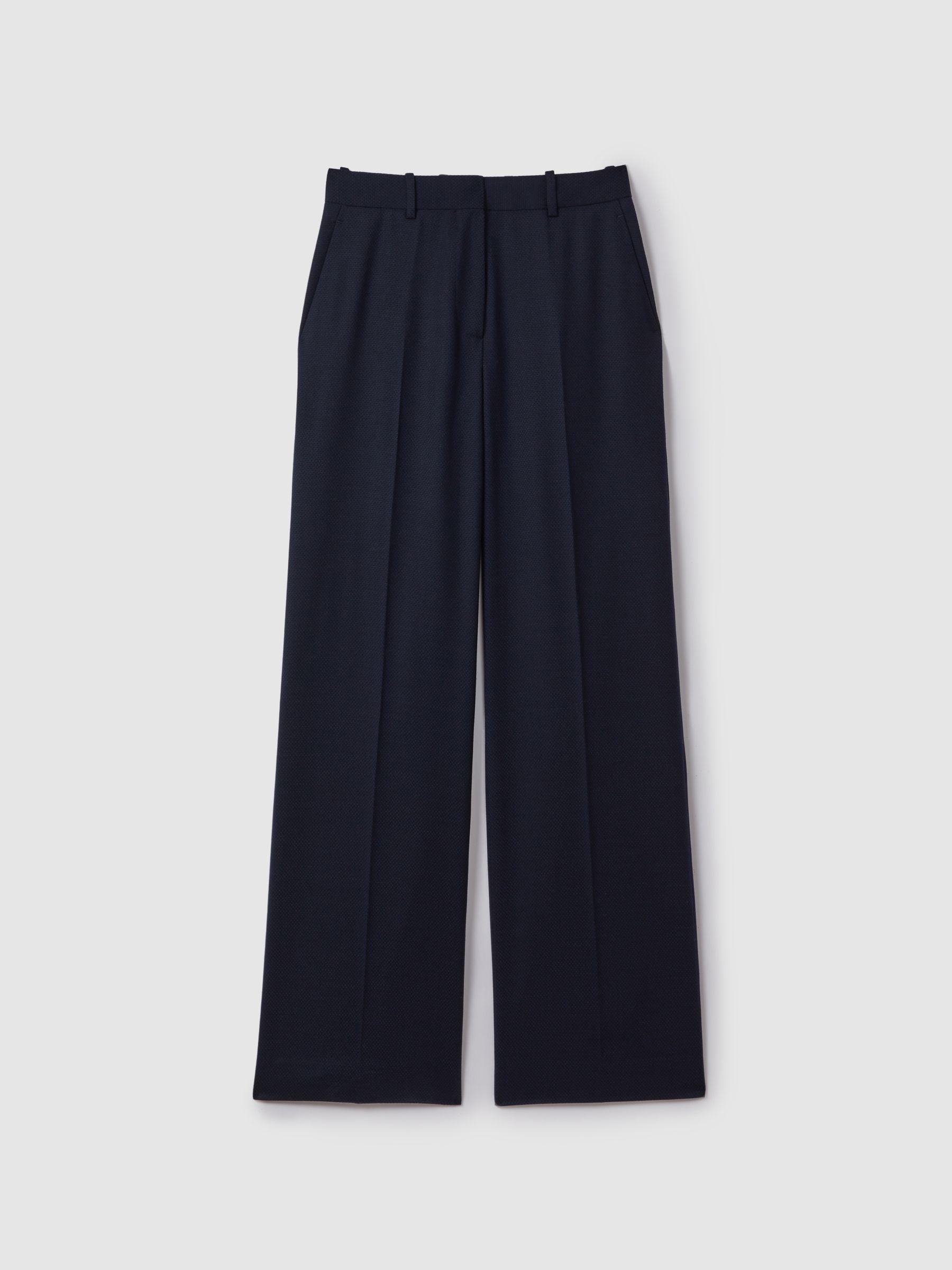 Wool Blend Wide Leg Suit Trousers in Navy Product Image