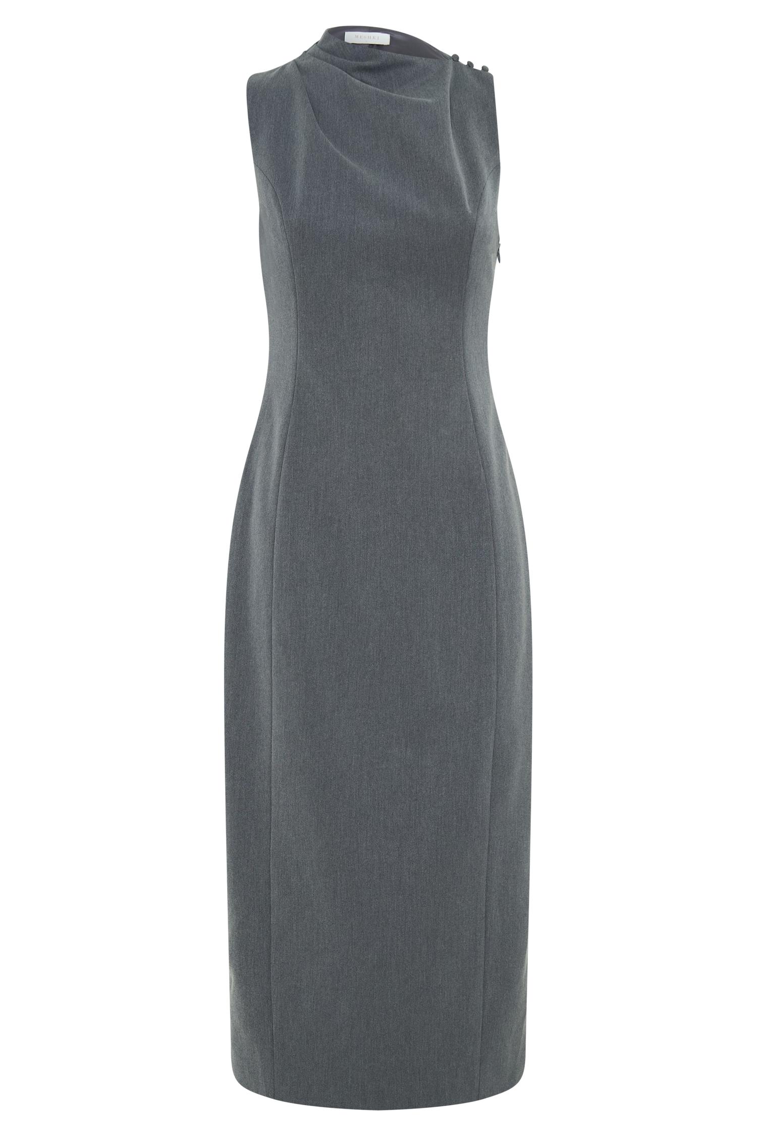 Taylor Draped Crepe Midi Dress - Charcoal Marle Product Image