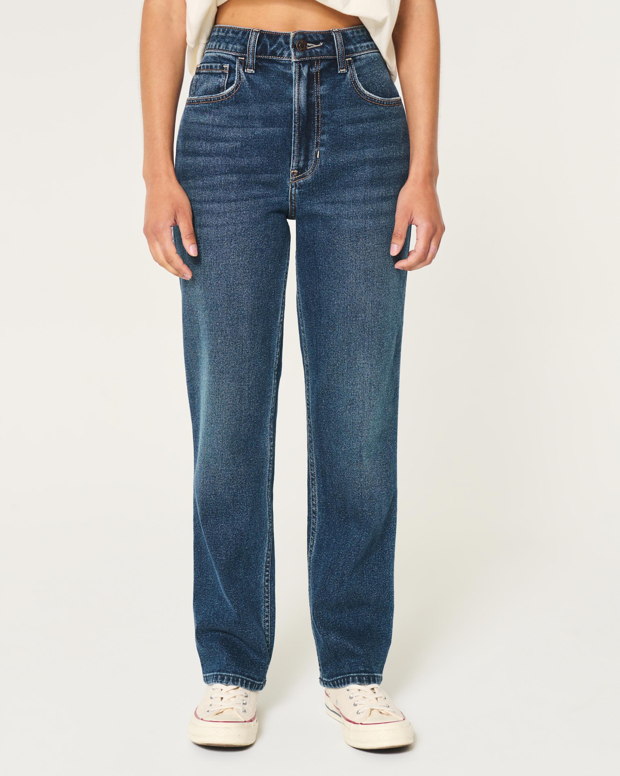 Ultra High-Rise Dark Wash 90s Straight Jeans Product Image