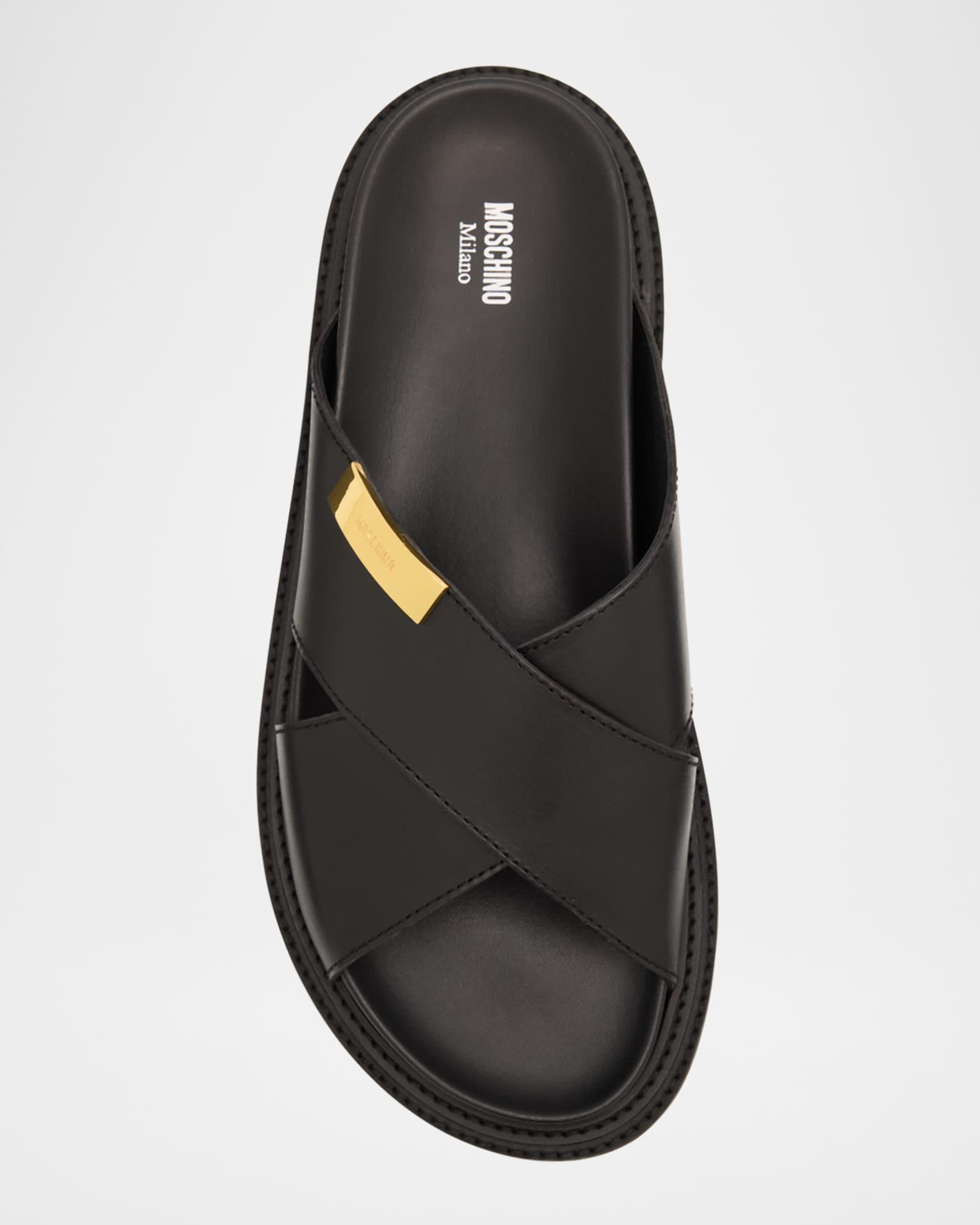 Men's Calfskin Leather Slide Sandals Product Image