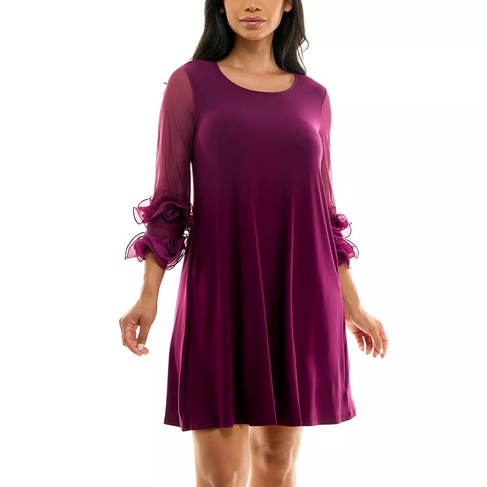Women's Nina Leonard Ruffle-Sleeve Dress,  Product Image