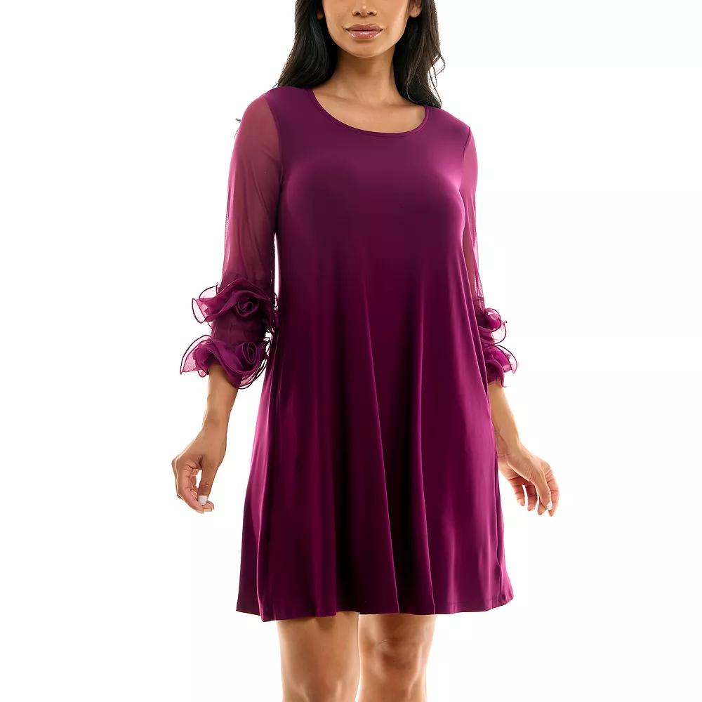 Women's Nina Leonard Ruffle-Sleeve Dress,  Product Image