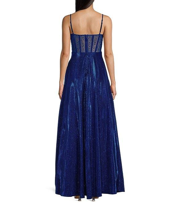 City Vibe Spaghetti Strap Sweetheart Neck Illusion Corset Ballgown Dress Product Image