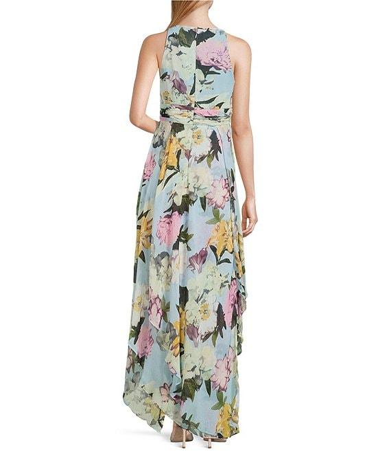 R & M Richards Keyhole Neck Floral Print Sleeveless A-Line Maxi Dress Product Image